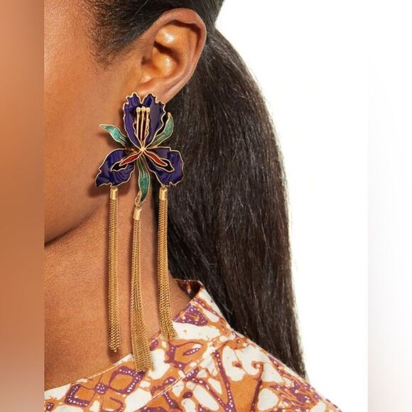 Flower drop earrings N602 - Picture 1 of 5